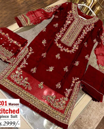 STITCHED 3 piece DRESS LS -  01 M