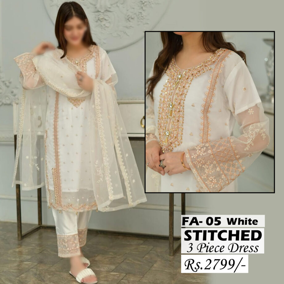 STITCHED 3 piece DRESS LS -05 W