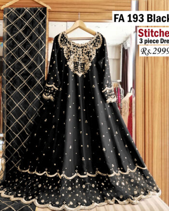 STITCHED 3 piece DRESS LS - 193 Black