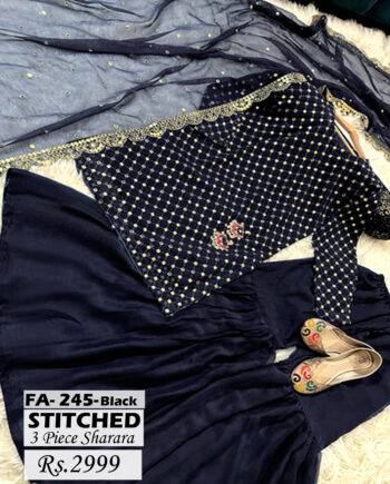 STITCHED 3 piece DRESS LS - 245 Black